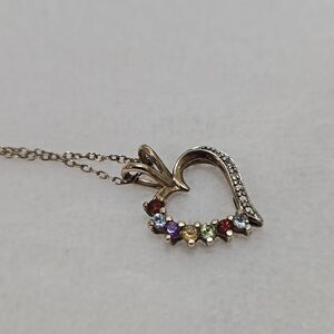 Vintage Gold And Silver Diamond Heart Pendant Necklace